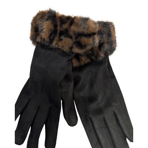 Gants suédine fausse fourrure léopard