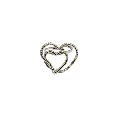 Bague femme acier double coeurs