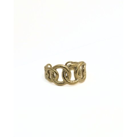 Bague femme acier doré gros maillons entremélés