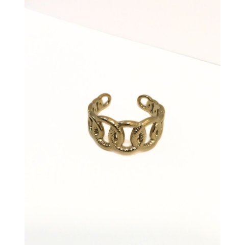 Bague femme acier doré gros maillons entremélés