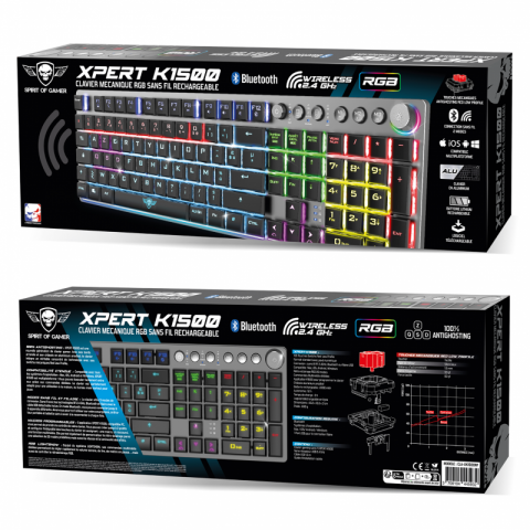 Spirit of Gamer Xpert K1500 RGB, mécanique, bluetooth