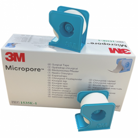 Sparadrap non-tissé 3M Micropore avec dévidoir largeur 2.5 cm