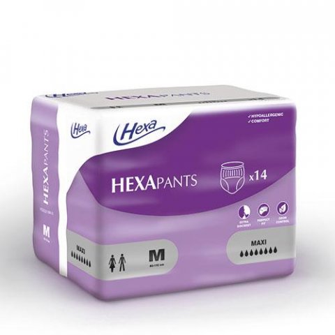 Pant ou couche à enfiler HEXApants Maxi - Taille M : Idéale pour les hanches de 80 à 110 cm - Sachet de 14