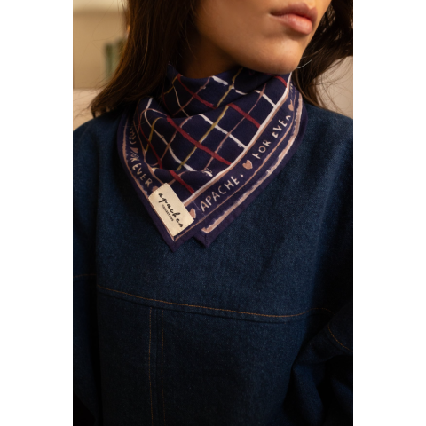 Small foulard Manika Cahier Indigo APACHES