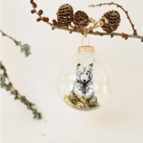 Boule de Noël en verre "Mr Naturaliste Ourson" - Baubels