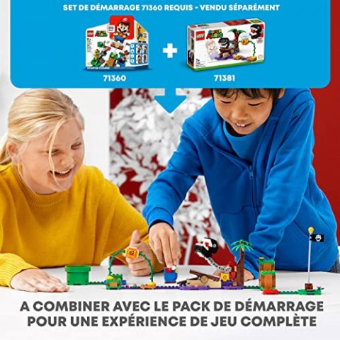 LEGO 71381- Super Mario Ensemble d’Extension La Rencontre de Chomp dans la Jungle Set d'extension avec Figurine de Bramball