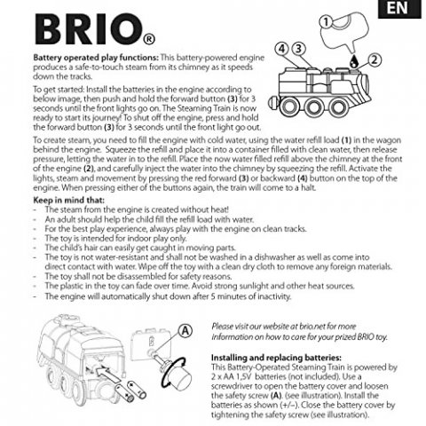 Brio World - Locomotive à Piles à Vapeur - Train électrique émettant de la Vraie Vapeur - pour Circuit de Train