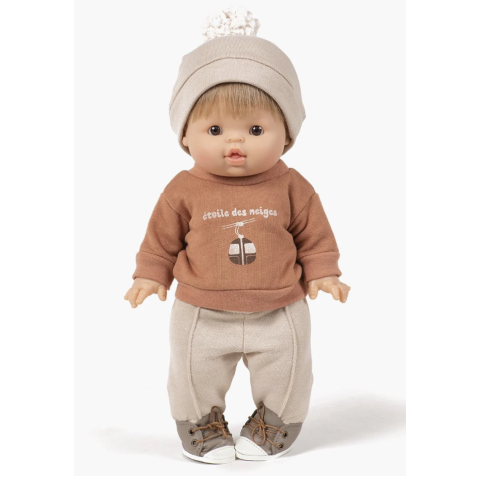 Bonnet Gilbert écru avec pompon MINIKANE