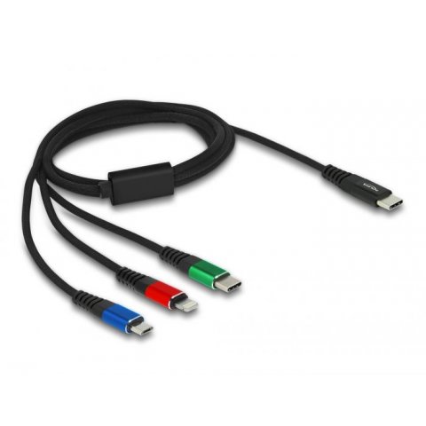 Delock Câble de charge USB 3 en 1 USB Type-C™ vers Lightning™ / Micro USB / USB Type-C™ - 86596