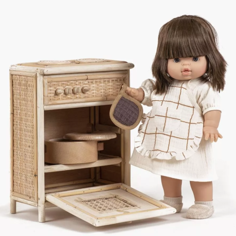 Cuisinière Malang en rotin pour poupée MINIKANE