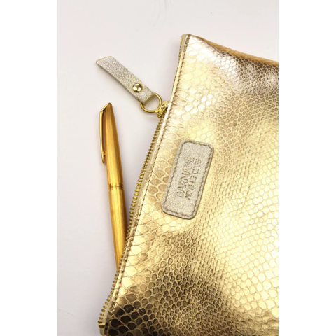 Pochette cuir Gabrielle python doré BARNABE AIME LE CAFE