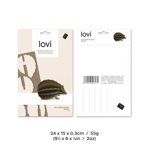 Hérisson LOVI en bois 8 cm, naturel, 3D à assembler