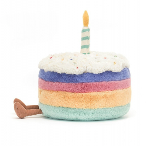 Peluche Jellycat Grand gâteau d'anniversaire Amuseable Rainbow Birthday Cake Large