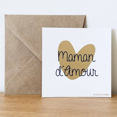 Carte carrée et son enveloppe - Maman d'amour