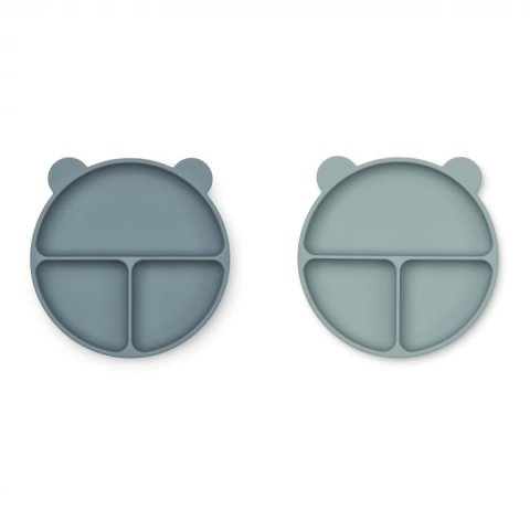 Lot de 2 assiettes compartimentées Merrick - Whale blue mix - LIEWOOD
