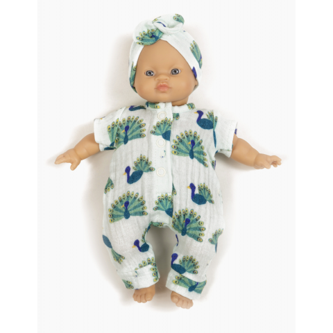 Combinaison Lili Baby Paon et son headband - poupée Babies Minikane
