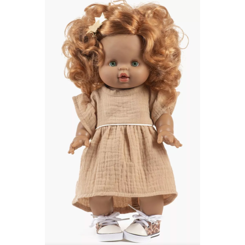 Robe Daisy et son headband à noeud rond en gaze de coton - latte