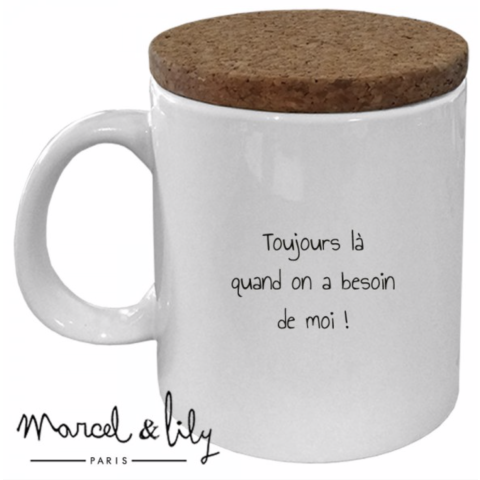 MUG AVEC SON COUVERCLE EN LIÈGE "JE SUIS UNE TONTON TROP GÉNIAL"