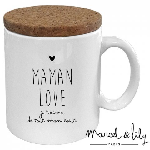 Mug couvercle en liège "MAMAN LOVE"