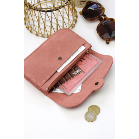 Portefeuille en cuir Pipa baby pink BARNABE AIME LE CAFE