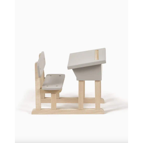 Pupitre d’écolier simple pour poupée Minikane en bois gris poudré