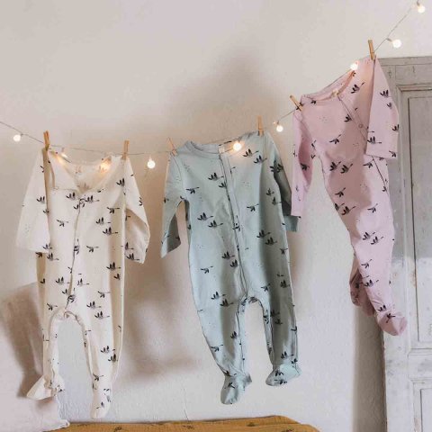 Pyjama avec pieds AMALIA imprimé oie - Rose in April