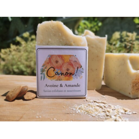 Savon artisanal bio CANON Avoine & Amande – savon exfoliant doux - sans huiles esssentielles