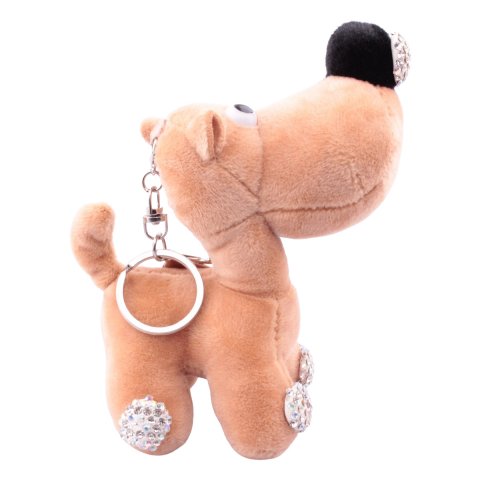 Porte-clés chien beige truffe à strass