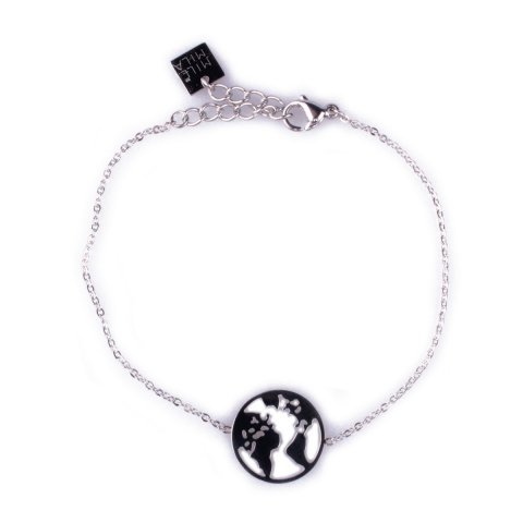 Bracelet MILE MILA Globe terrestre acier argent