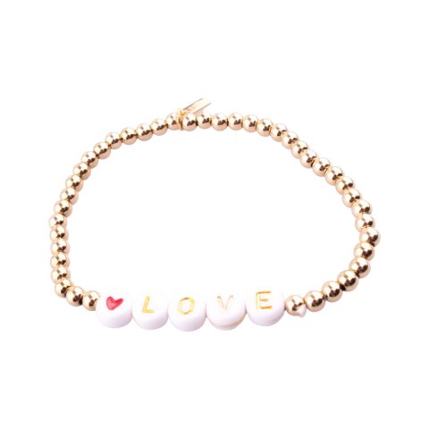 Bracelet acier perles dorées Love
