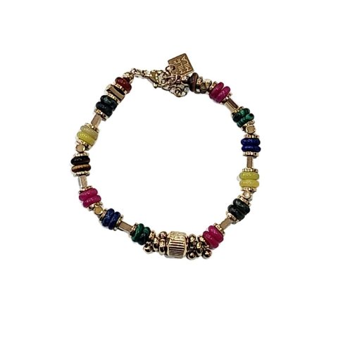 Bracelet femme acier doré et pierres multicolores Maïna