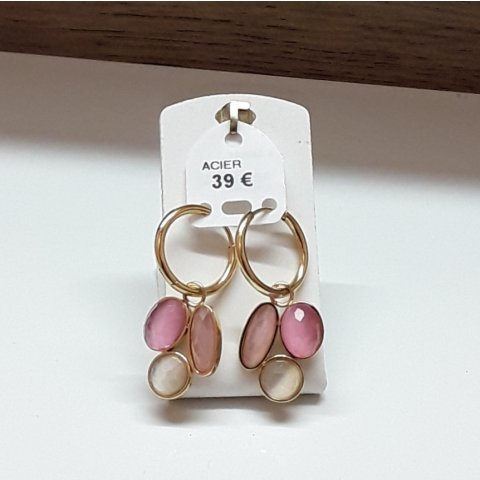 Boucles d'oreilles pierres roses - Anartxy 