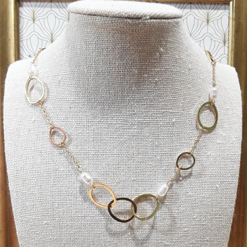 Collier fantaisie - acier doré