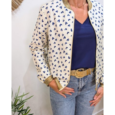 Bombers femme écru et bleu marine Nahélys