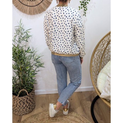 Bombers femme écru et bleu marine Nahélys
