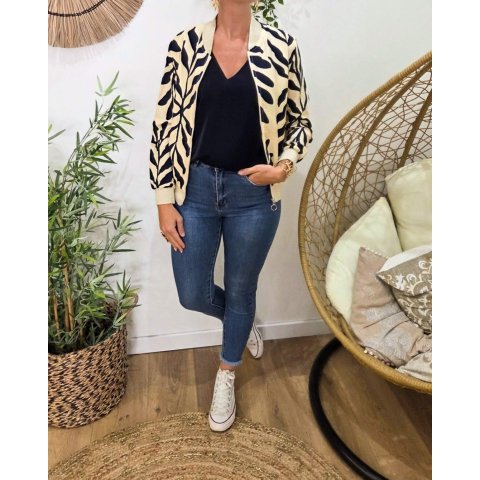 Bombers femme beige et marine Cyanna