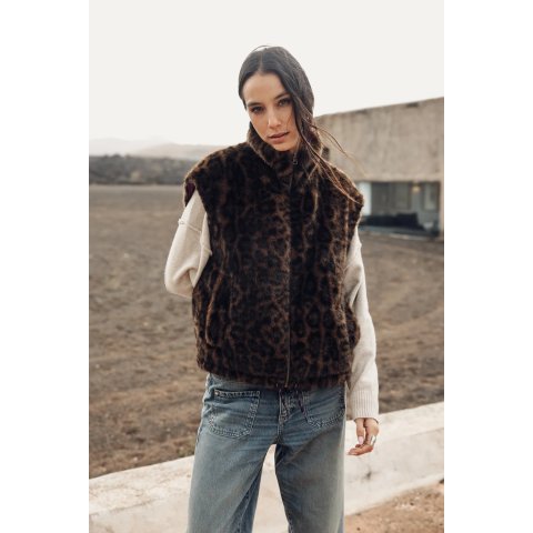 Veste sans manches Femme Freeman T.Porter Vianca Leopard Fur 