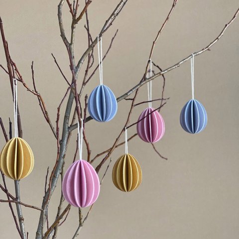 Oeufs de Pâques décoratifs en bois 4,5 cm - Rose Bleu Jaune - lot de 6 - Kit 3D à assembler