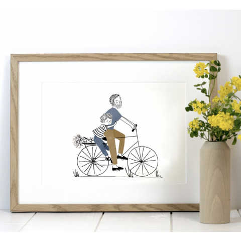 Affiche Balade À Vélo Papa Fille / Garçon - MY LOVELY THING