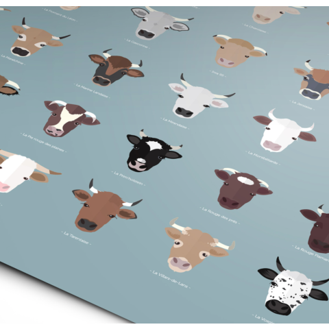Affiche "Vaches de France" - LA MAJORETTE A MOUSTACHE