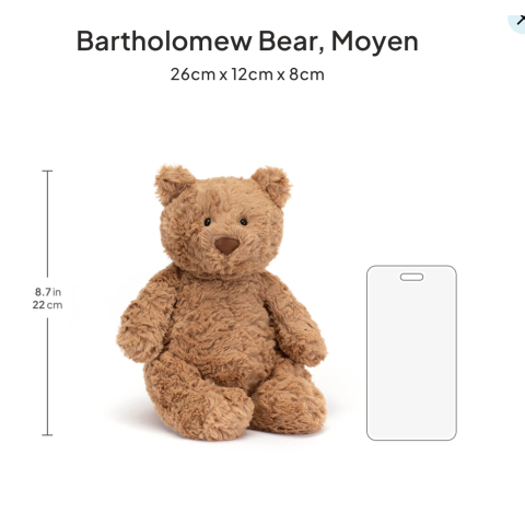 Peluche Ours Bartholomew JELLYCAT