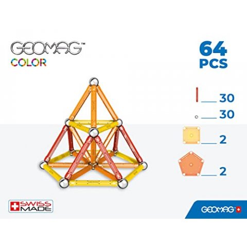 Construction magnétique - Color orange - 64 pièces - Geomag