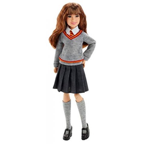 Harry Potter Poupée articulée d'Hermione Granger de 24 cm en uniforme Gryffondor en tissu avec baguette magique