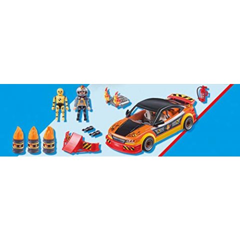 Playmobil 70552- Stuntshow - Voiture Crash Test avec 1 Personnage Cascadeur et 1 Mannequin - Accessoires Inclus