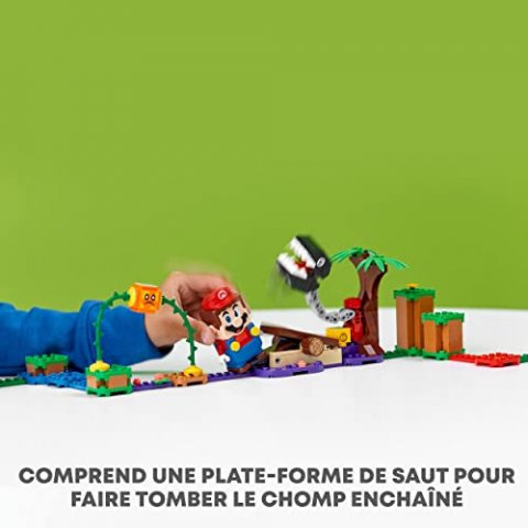 LEGO 71381- Super Mario Ensemble d’Extension La Rencontre de Chomp dans la Jungle Set d'extension avec Figurine de Bramball