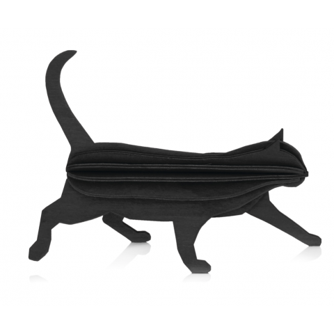 Chat LOVI noir en bois 3D à construire