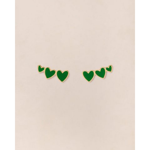 Boucles d'oreilles Clarisse émoi émoi - émail vert et or fin 24 carats