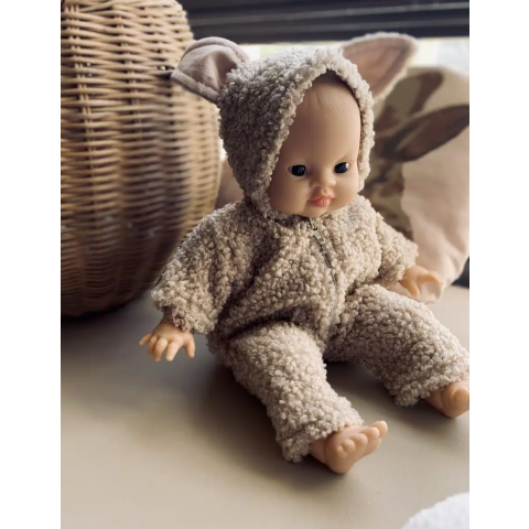 Combinaison Jeannot en bouclette beige pour poupée Babies Minikane - précommande