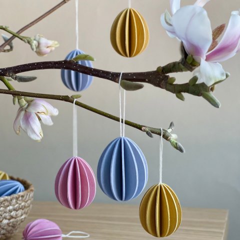 Oeufs de Pâques décoratifs à assembler LOVI (rose, bleu, jaune)