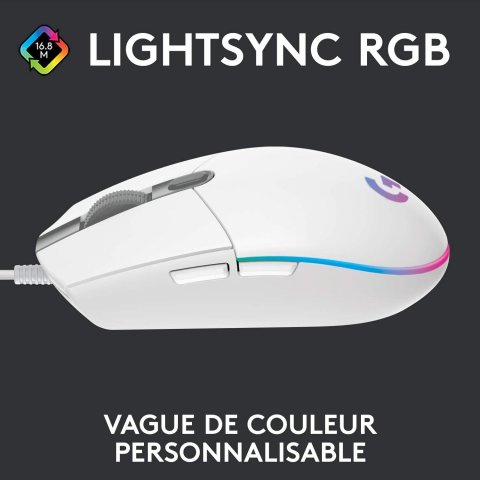 Souris LOGITECH G203 LIGHTSYNC Gaming Mouse, blanche - 280705